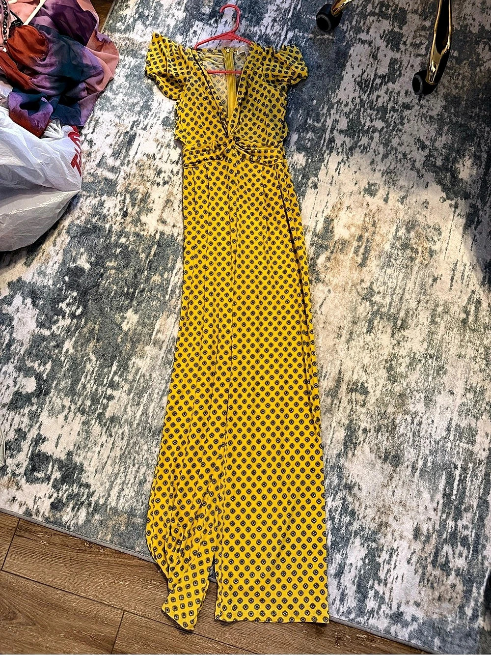 Michael Kors Geometric Jumpsuit in Yellow & Navy